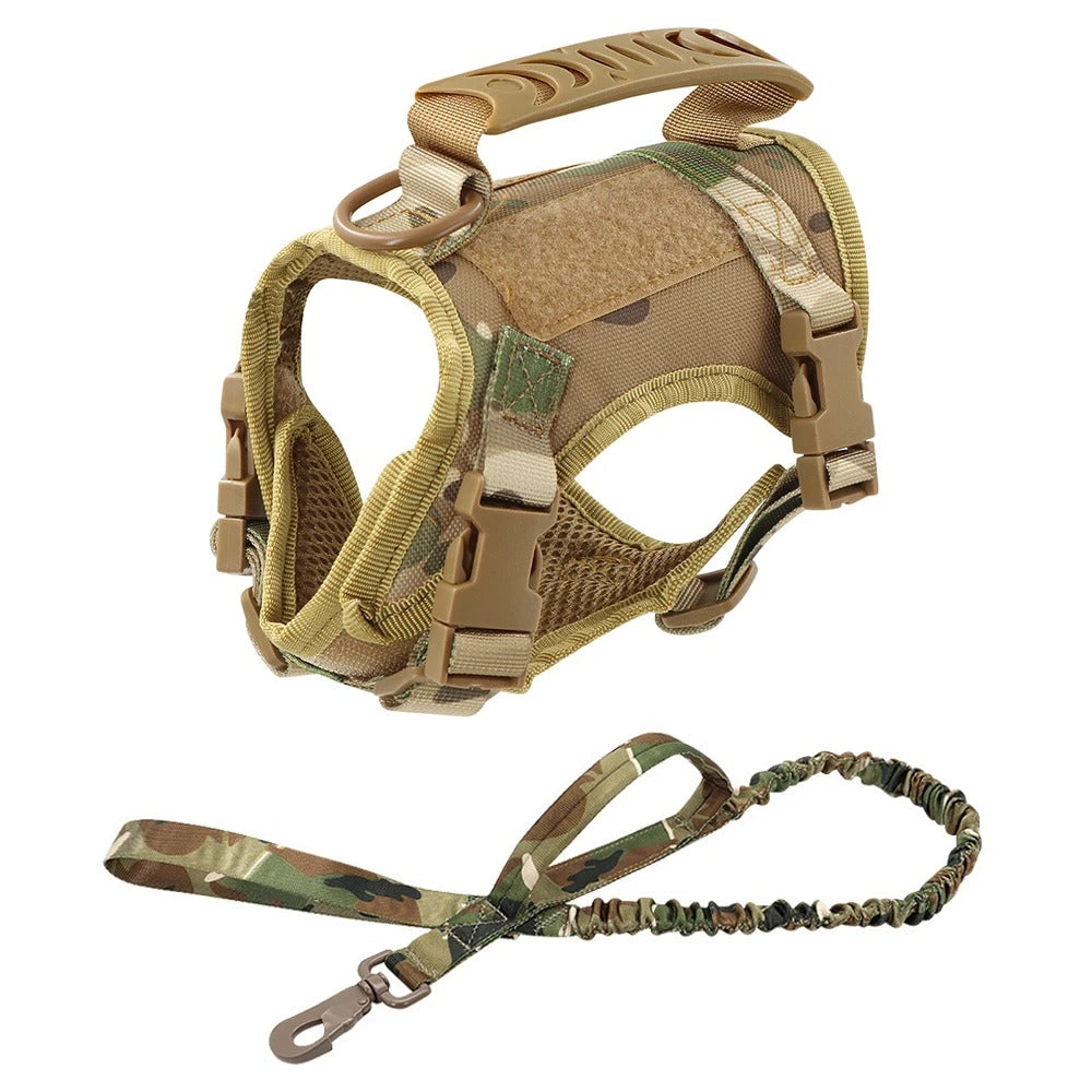 adjustable kitten K9 vest tactical camo harness with top handle leash and quick release buckles