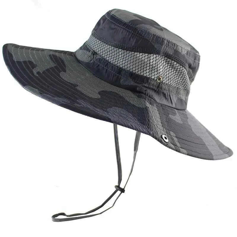 Camouflage Military Hat - Durable Outdoor Gear B Black Head 54 to 59cm Hat