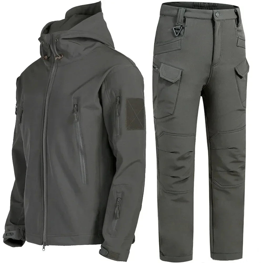 Military-Outdoors.com tactical winter suit waterproof in dark gray with jacket and cargo pants