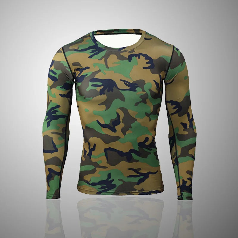 Military-Outdoors Tight Camo Top for Outdoor Activities T Shirt Long