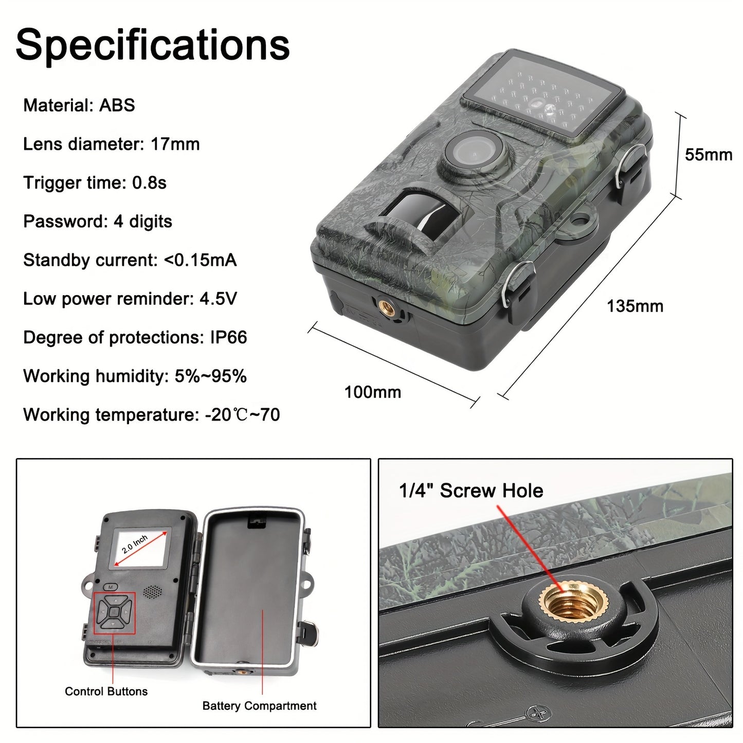 16MP 1080P Waterproof Trail Camera