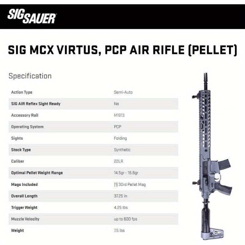 .22LR Caliber Semi-Automatic Pneumatic Rifle