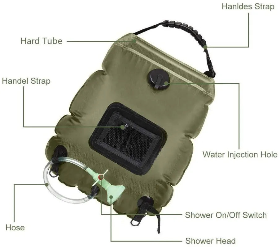 20L Outdoor Solar Heating Shower Bag with Hose