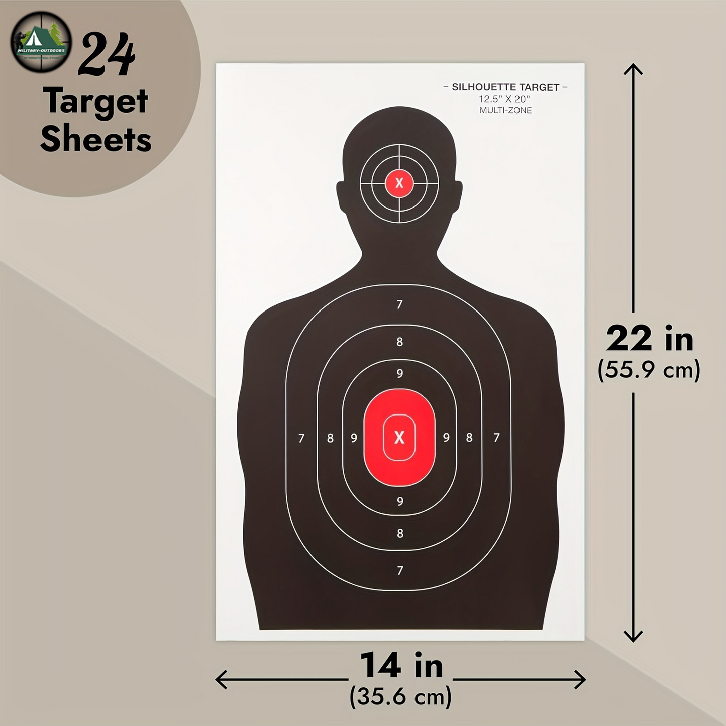 24 Pack Silhouette Shooting Paper Targets