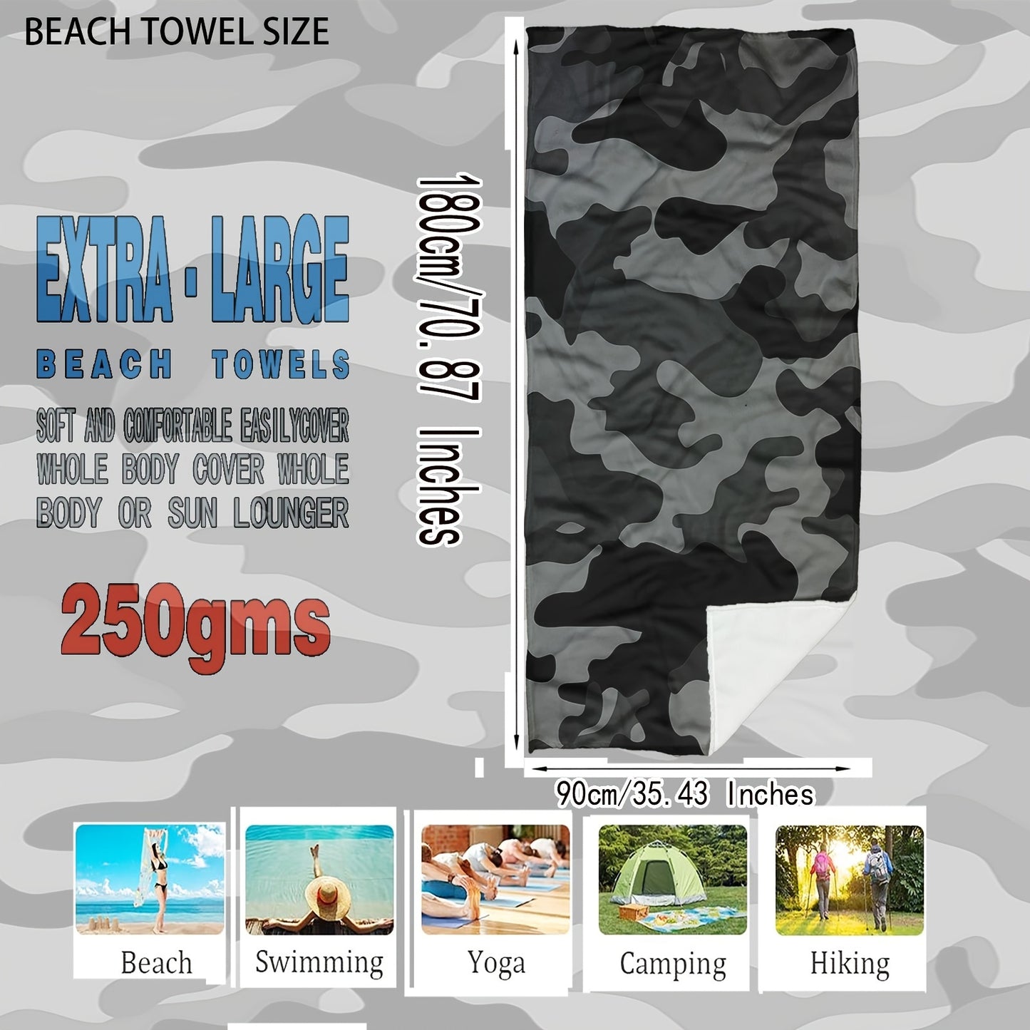 Camouflage Lightweight & Soft Towel