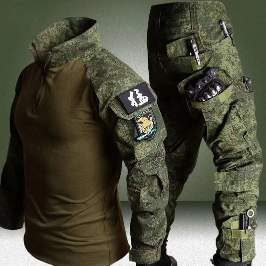 2 Pcs Tactical Set - Long Sleeve T-shirts And Multi-pocket Pants