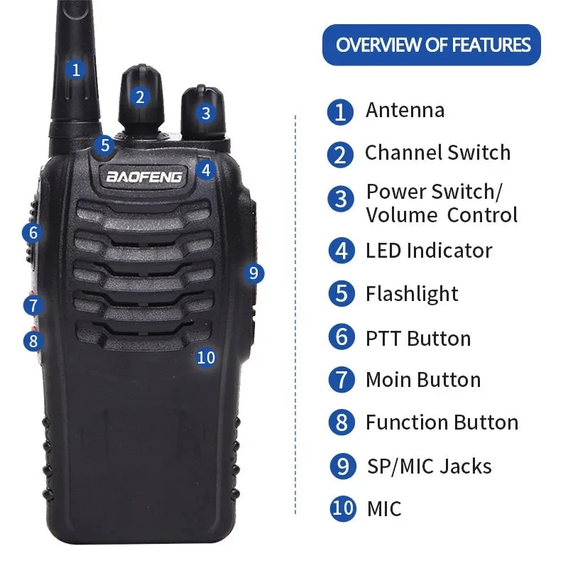 2 or 4 PCS Baofeng BF-888S 12W Walkie Talkie