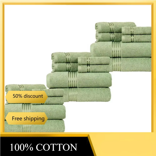 3x 6 Cotton Towels Set - 18Pcs