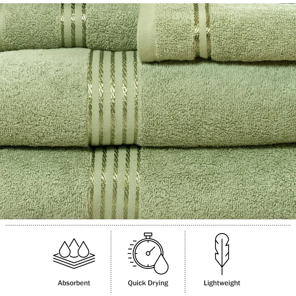 3x 6 Cotton Towels Set - 18Pcs