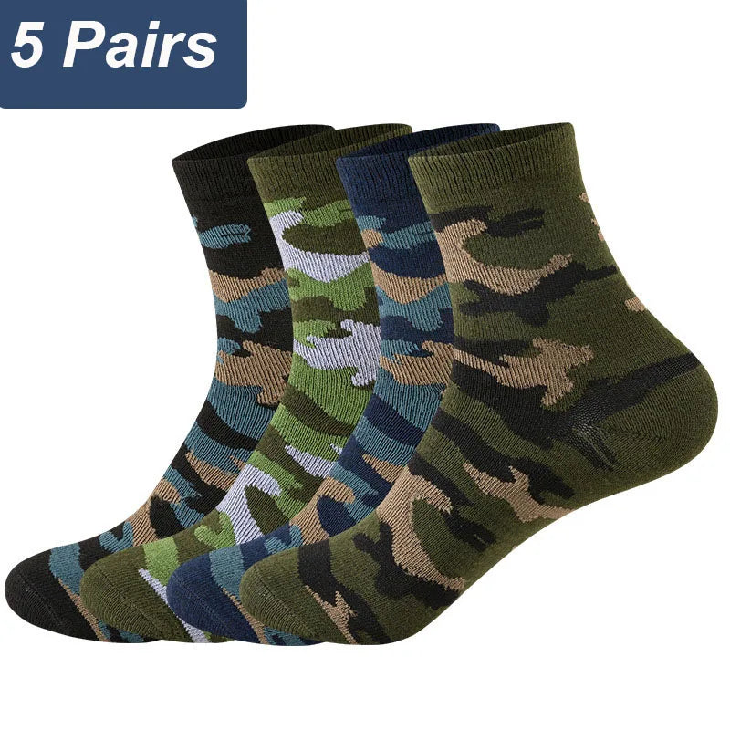 5 Pairs Camouflage Army Cotton Socks