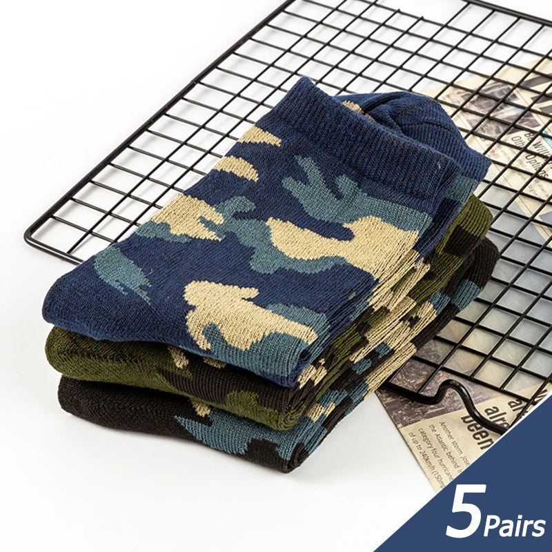 5 Pairs Camouflage Cotton Socks