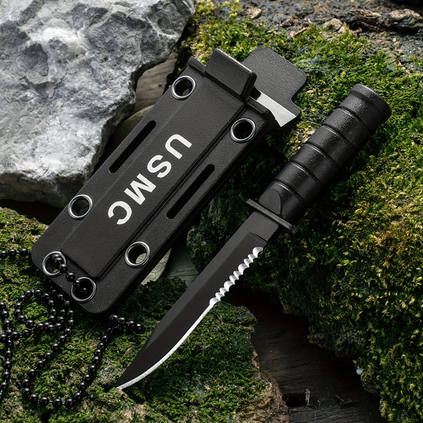 Mini Survival Knife With Chain Holder & Sheath