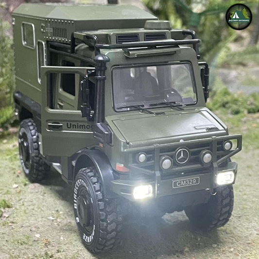 Realistic Off-Road Armored RV Toy with Lights & Sounds, Pull-Back Action, Shock Absorbers - Perfect for Youngsters' Birthday, Christmas & Halloween Gifts