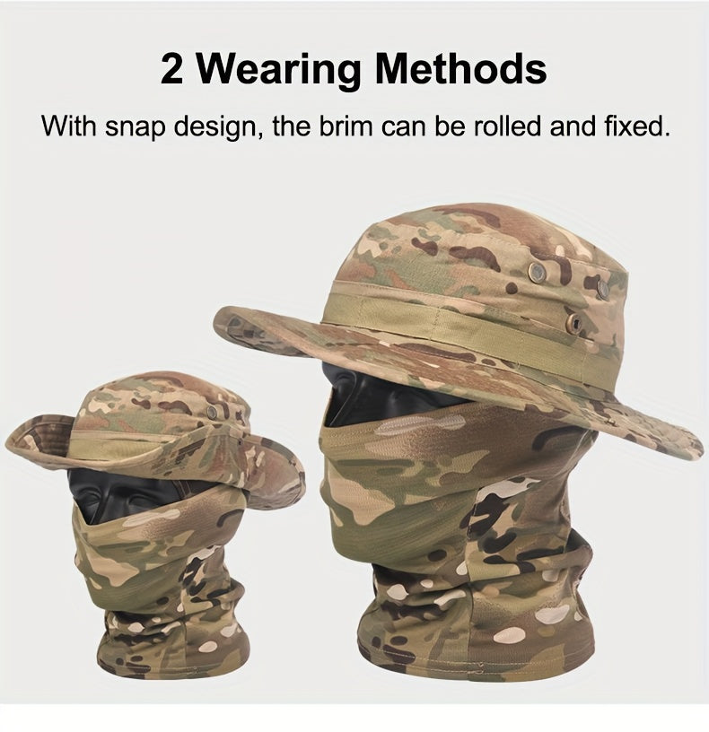 2pcs/set Camo Boonie Hat And Balaclava Face Mask