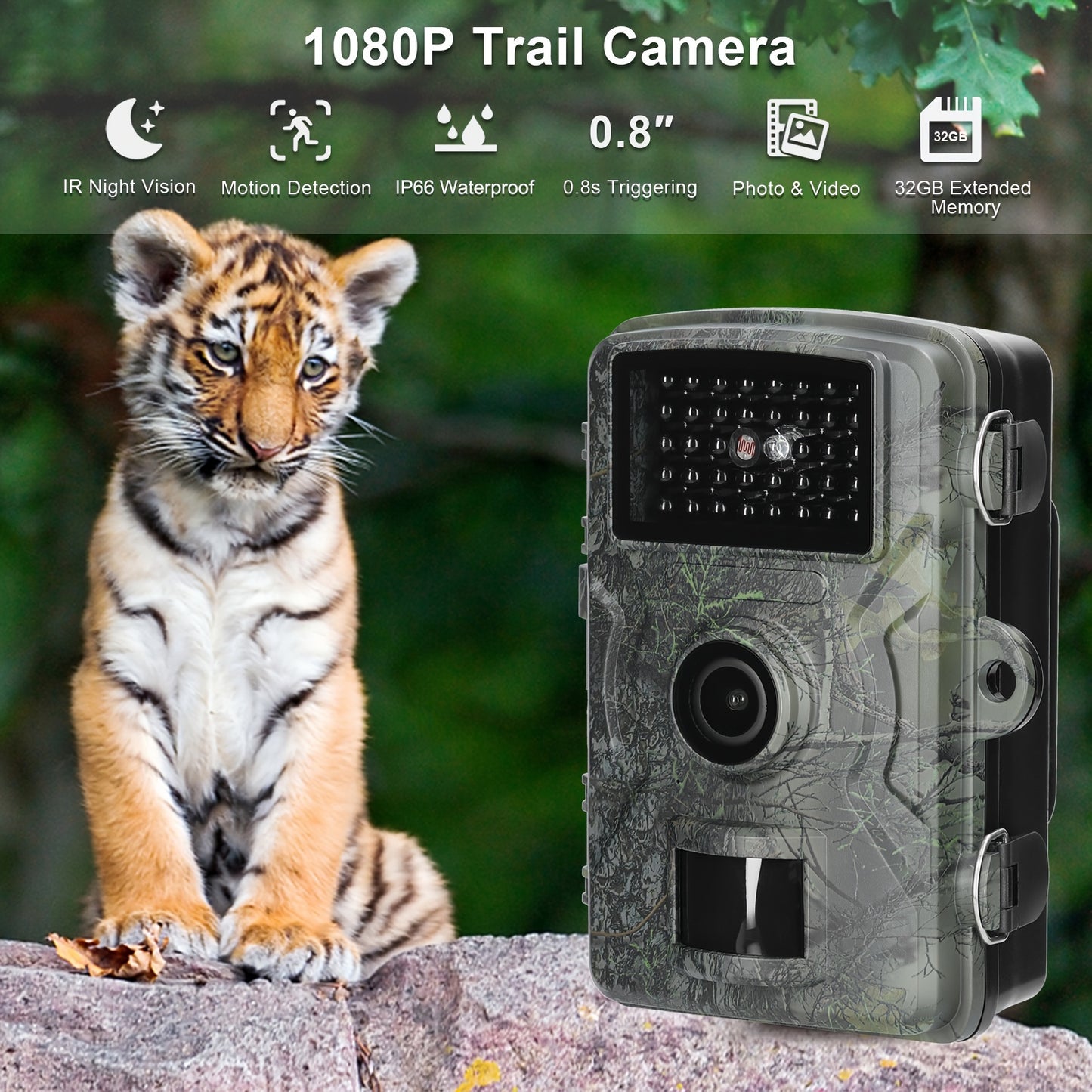 16MP 1080P Waterproof Trail Camera