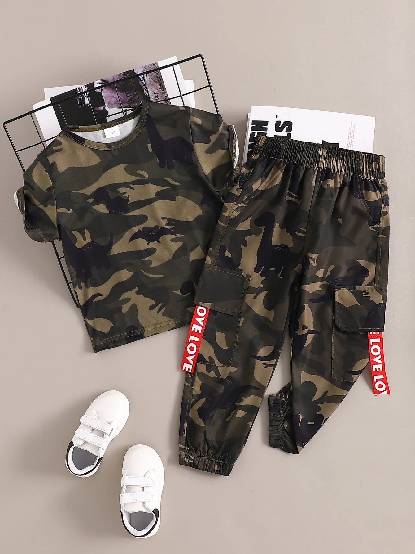 Boys Camouflage T-shirt and Pants Set