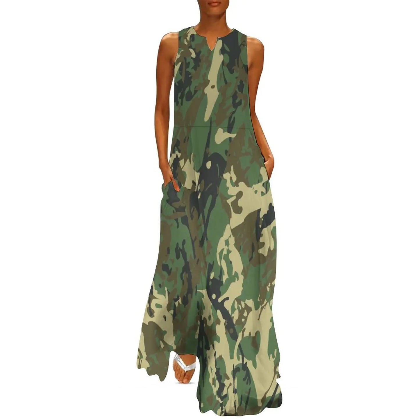 Camo Army Long Elegant Dresses