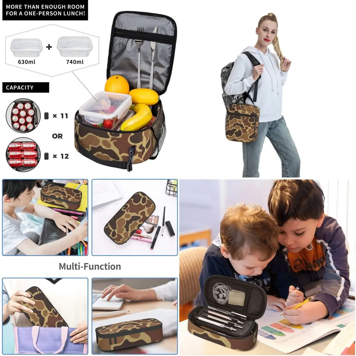 Camo School Bags Thre-Piece Set