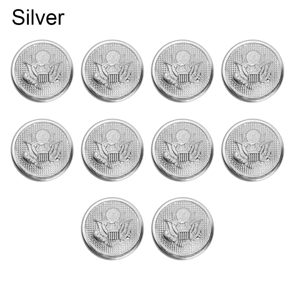 10 PCS 15mm Round Metal US Army WWII Eagle Uniform Button