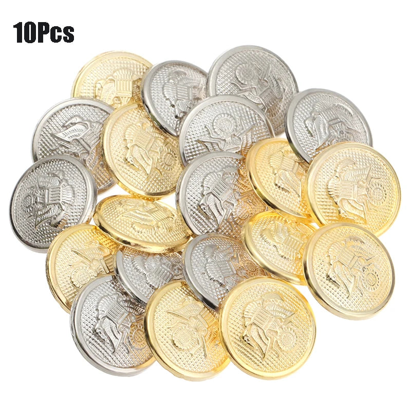 10 PCS 15mm Round Metal US Army WWII Eagle Uniform Button