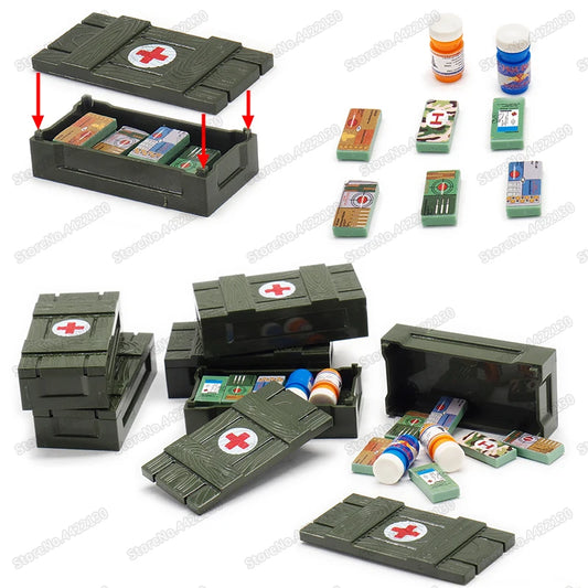 2pcs WW2 Battlefield First Aid Or Weapon Supply Box toy