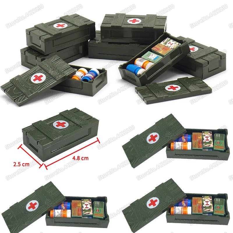 2pcs WW2 Battlefield First Aid Or Weapon Supply Box toy