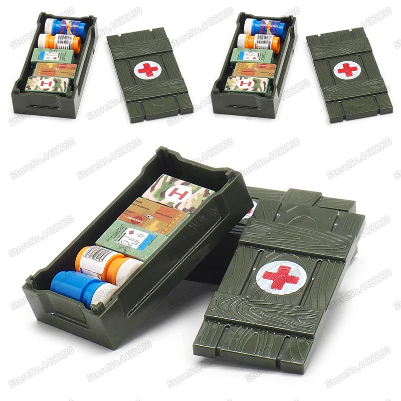 2pcs WW2 Battlefield First Aid Or Weapon Supply Box toy