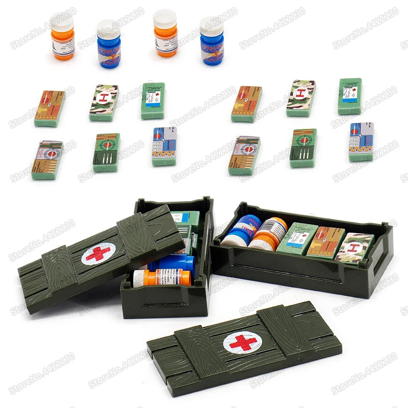 2pcs WW2 Battlefield First Aid Or Weapon Supply Box toy