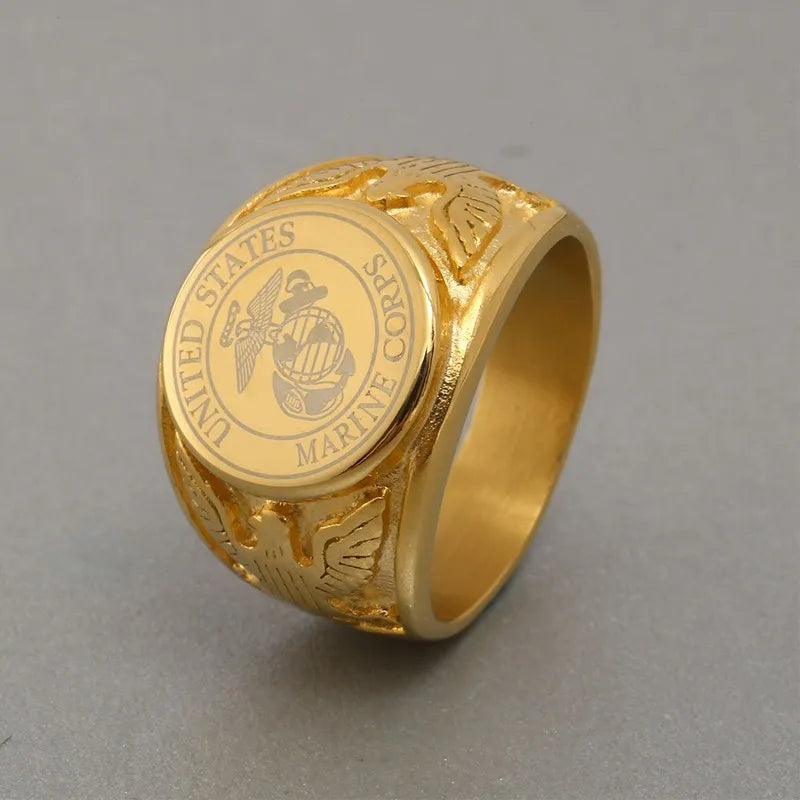 Stainless Steel Gold US ARMY Ring