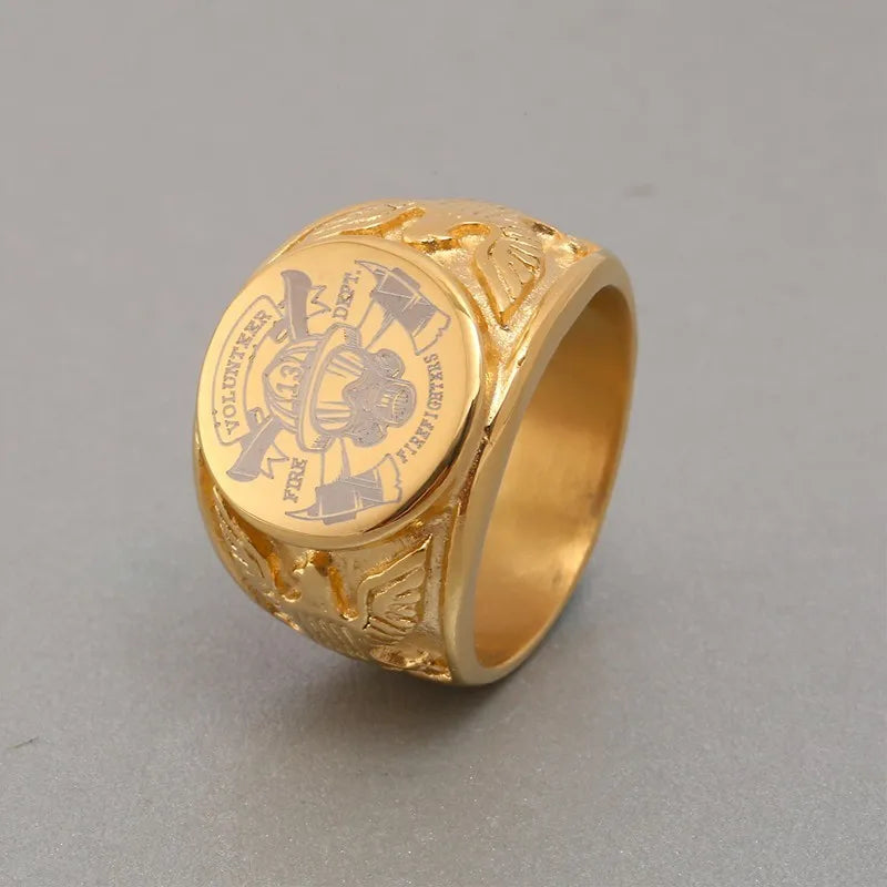 Stainless Steel Gold US ARMY Ring