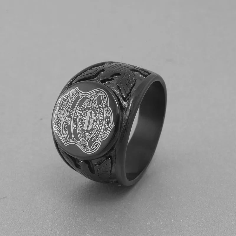 Stainless Steel Black US ARMY Men Rings