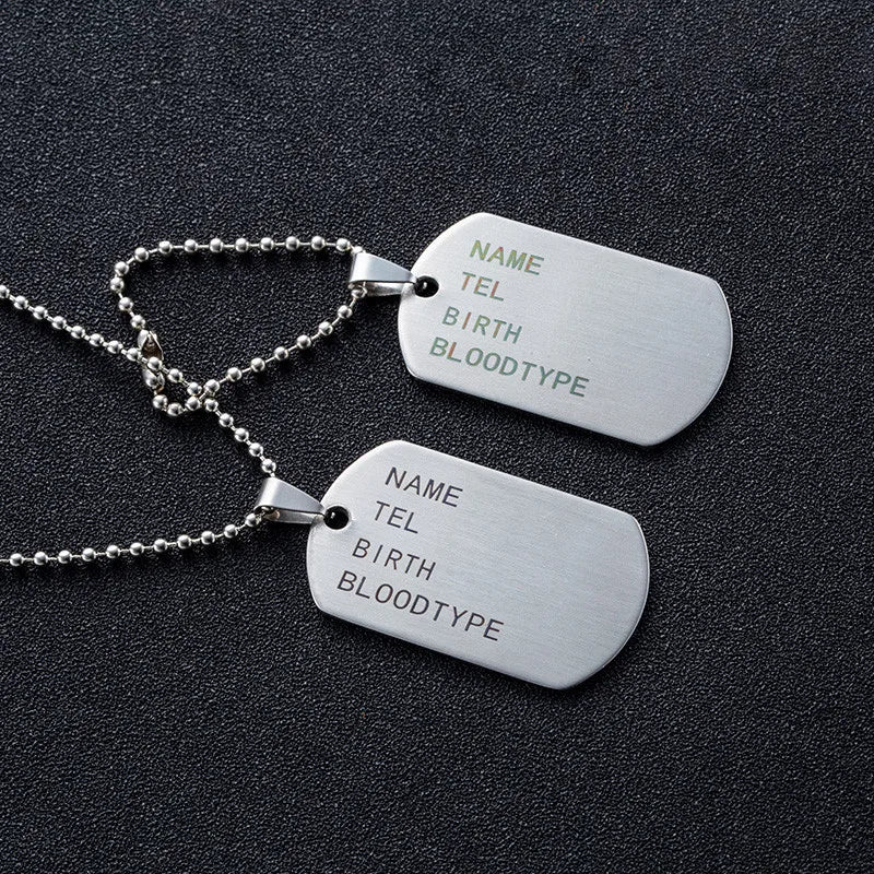 Army Engraving ID Necklace & Pendants