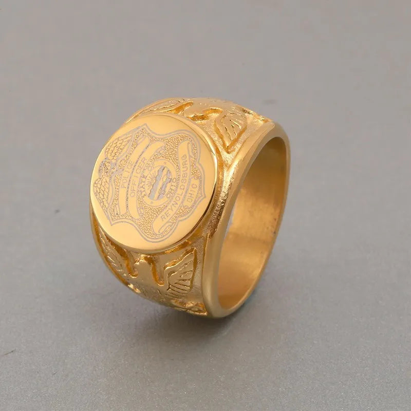 Stainless Steel Gold US ARMY Ring