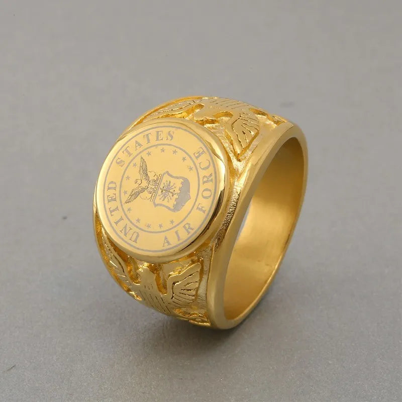 Stainless Steel Gold US ARMY Ring