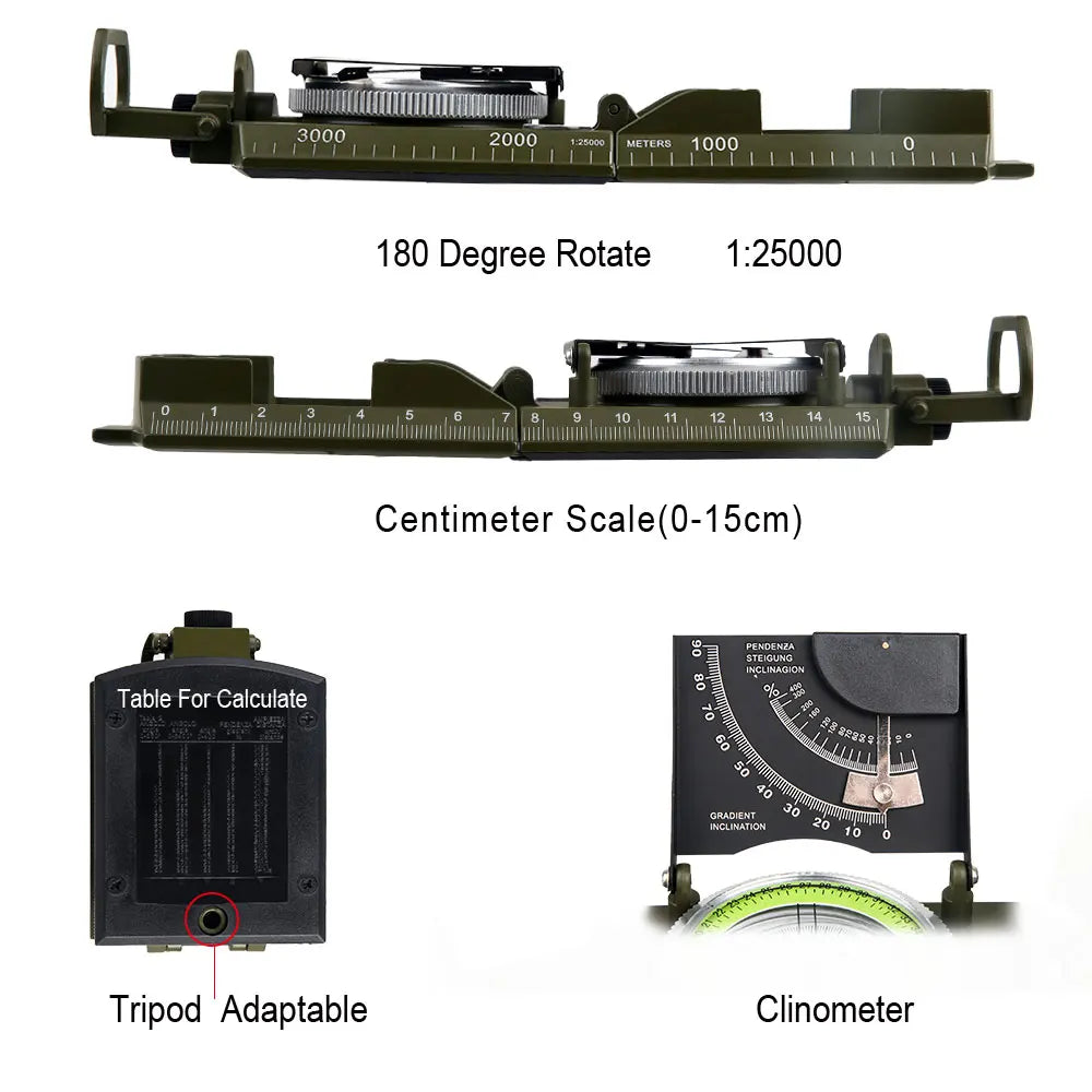 Multifunctional All Metal Military  Compass