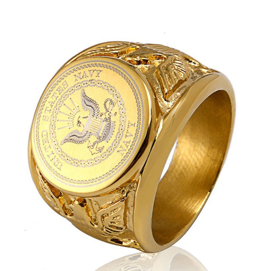 Stainless Steel Gold US ARMY Ring