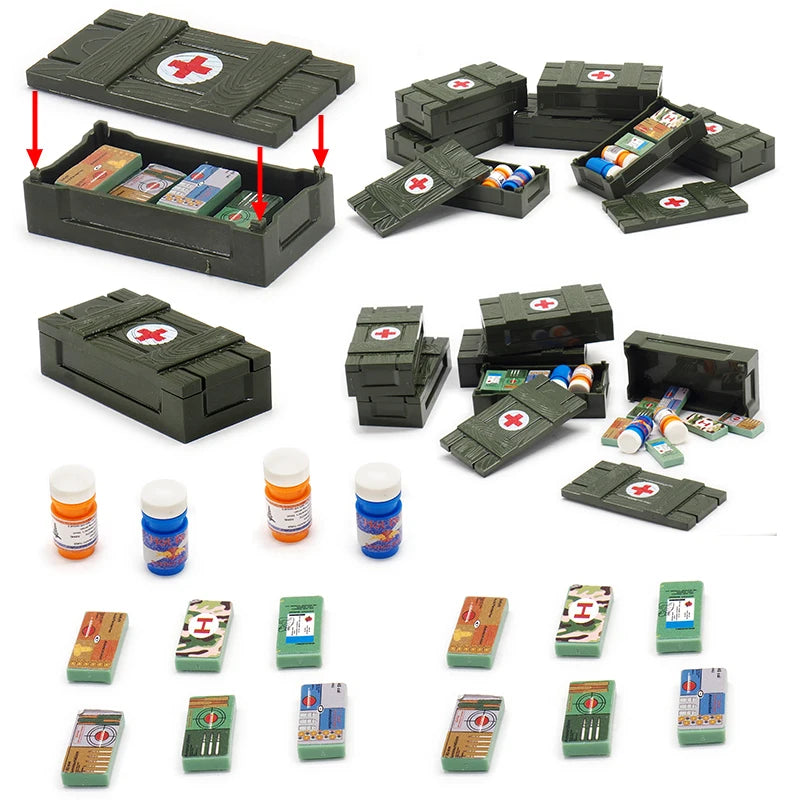 2pcs WW2 Battlefield First Aid Or Weapon Supply Box toy