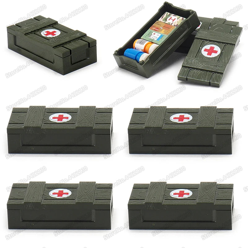 2pcs WW2 Battlefield First Aid Or Weapon Supply Box toy