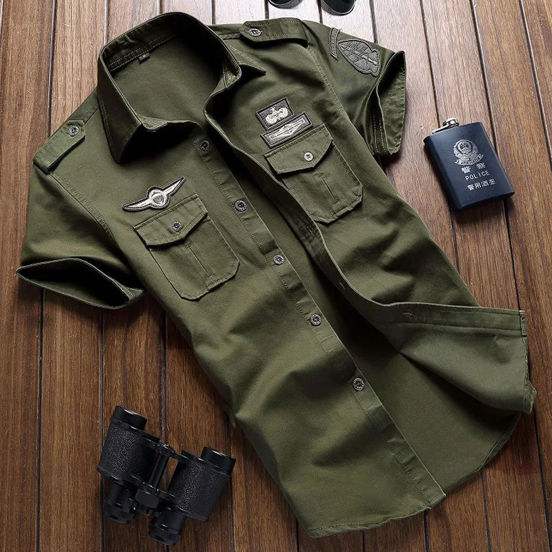 Military Mens Shirts Casual Style