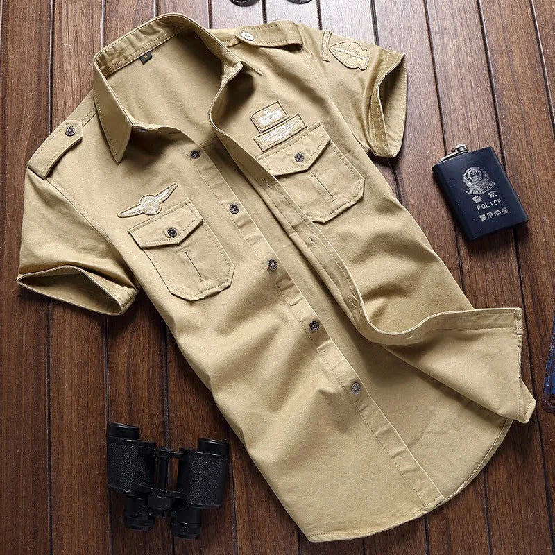 Military Mens Shirts Casual Style