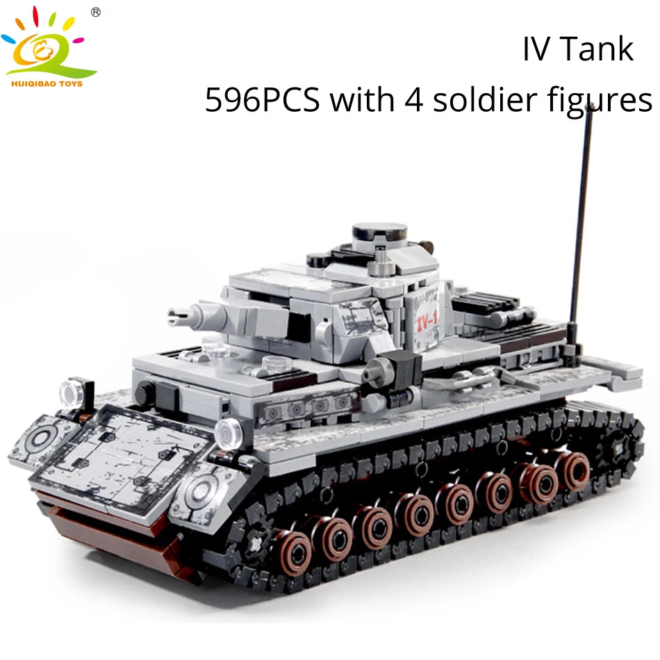 Model DIY Building Blocks WW2 Tanks with Soldier Figures