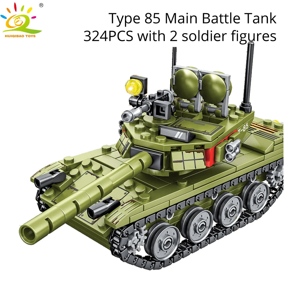 Model DIY Building Blocks WW2 Tanks with Soldier Figures