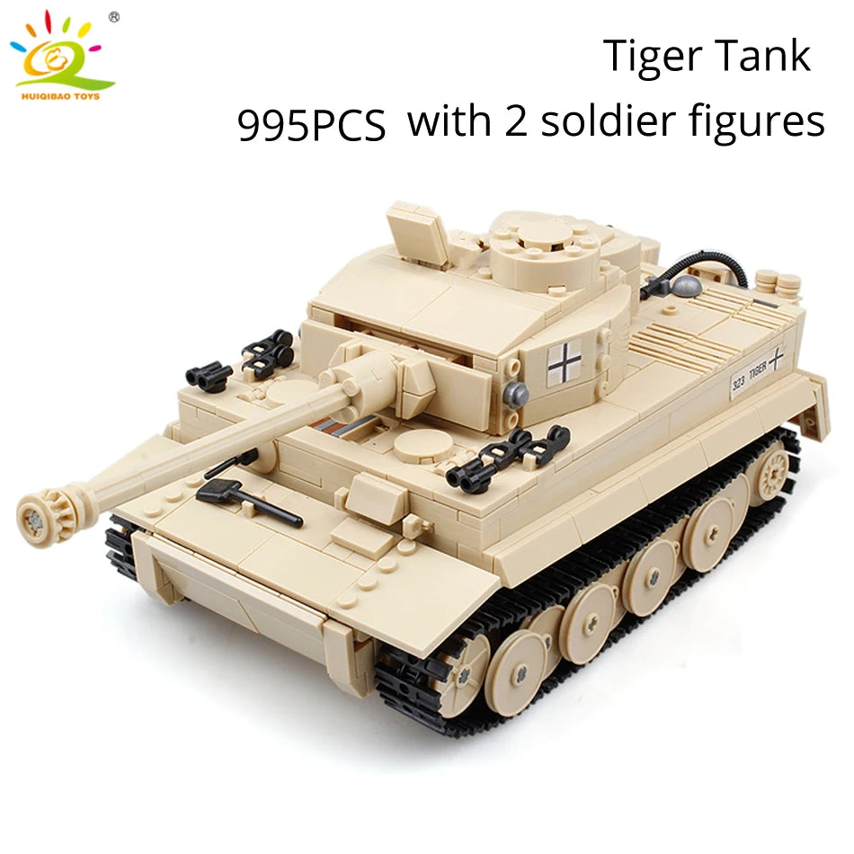 Model DIY Building Blocks WW2 Tanks with Soldier Figures