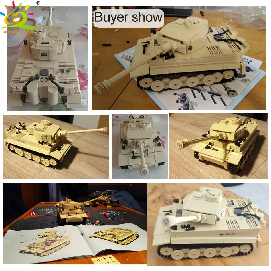 Model DIY Building Blocks WW2 Tanks with Soldier Figures