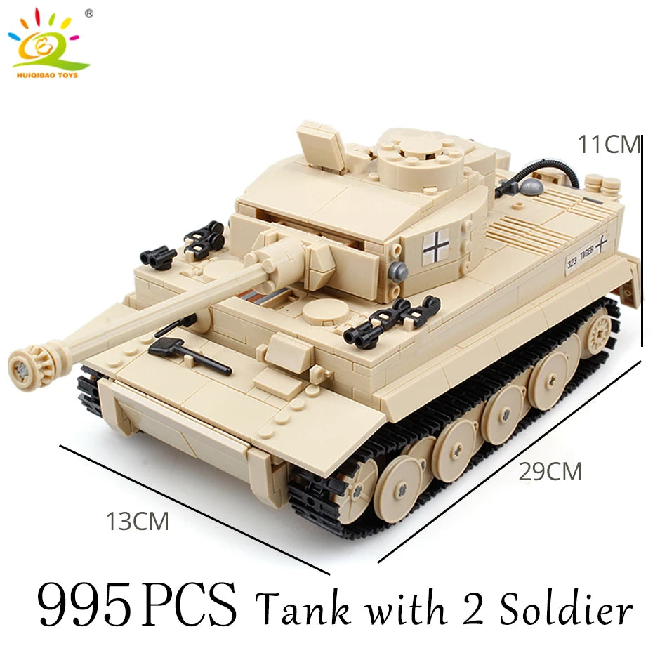 Model DIY Building Blocks WW2 Tanks with Soldier Figures