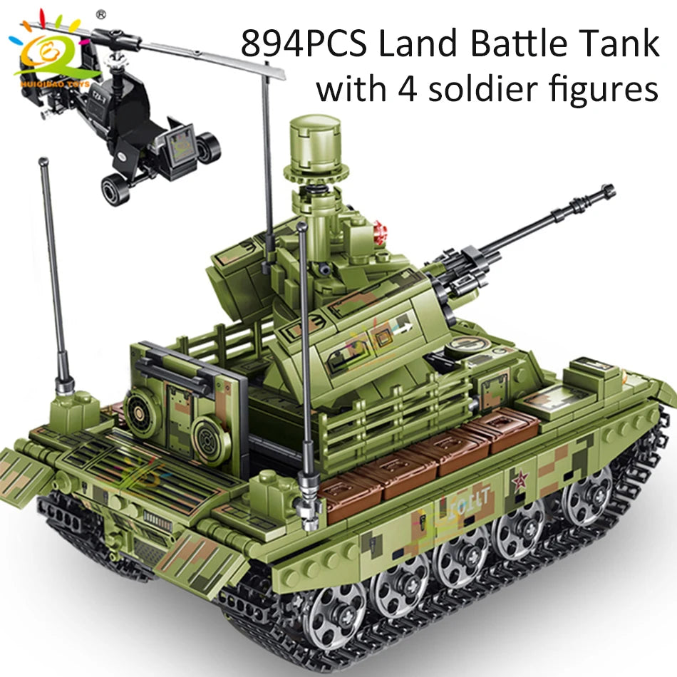 Model DIY Building Blocks WW2 Tanks with Soldier Figures