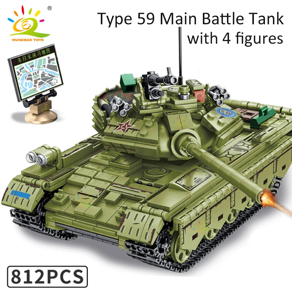 Model DIY Building Blocks WW2 Tanks with Soldier Figures