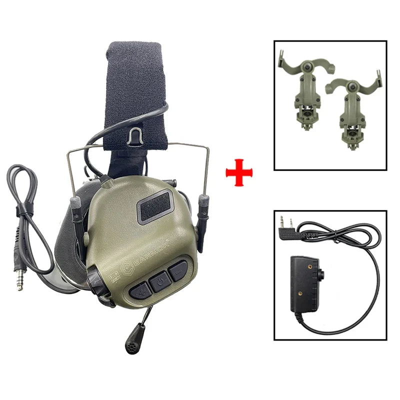 EARMOR M32 MOD4 Shooting Earmuffs Headset with Helmet ARC Rail Adapter with Kenwood PTT adapter