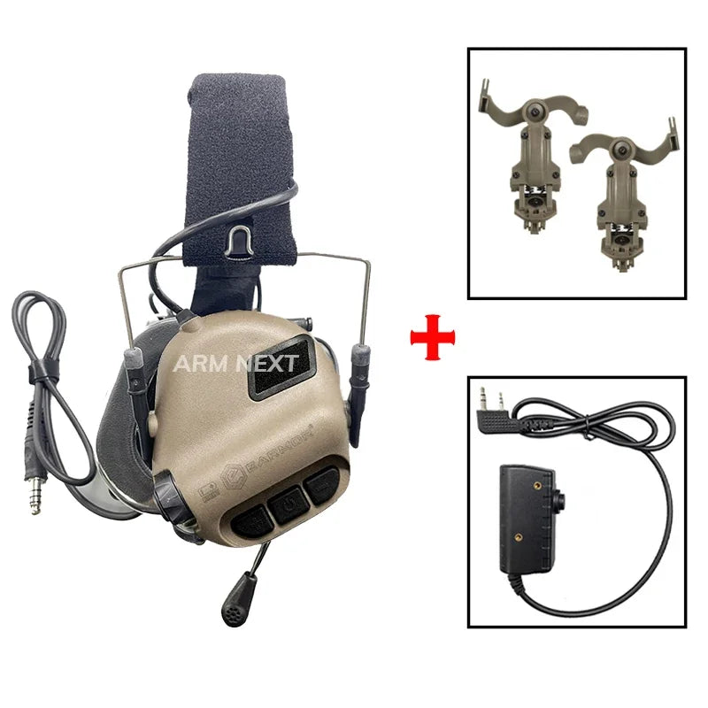 EARMOR M32 MOD4 Shooting Earmuffs Headset with Helmet ARC Rail Adapter with Kenwood PTT adapter