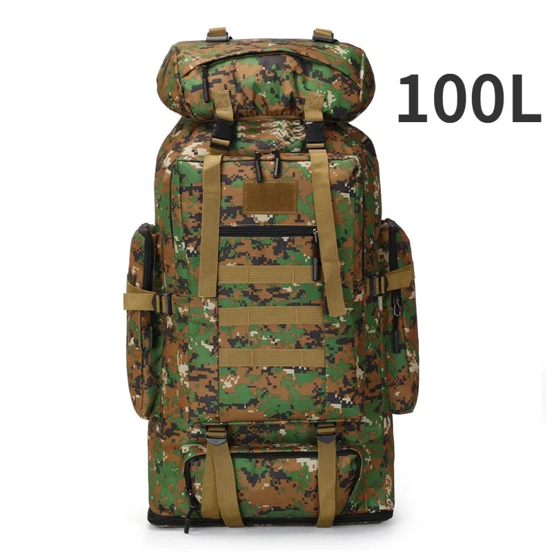 80L/100L Tactical Large Backpack For Outdoors Adventure 100L(Camouflagegreen Bags
